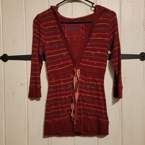 Ellemeno Top V-neck Thermal Stripes Size Medium